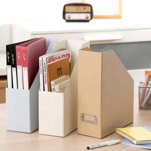 RTS Recycled Custom Desk Organizer Paper Storage Box Folding Cardboard Desktop Magazine File Holder
