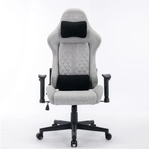 Racing Style High Back Ergonomic PC Computer Chair 360 Swivel Light Grey Fabric Pro Gaming Chair