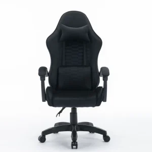 Racing Style High Back Velvet Fabric Computer Chair with Lumbar Support Black Gaming Chair Ergonomic