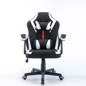 Racing Style Mid Back Black Fabric PC Computer Armchair Swivel Office Gaming Chair Small