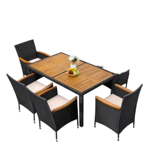 Rattan Outdoor Table and Chair Set Courtyard Restaurant Waterproof Terrace Leisure Aluminum Frame Dining Set