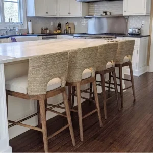 Rattan Patio Rope Outdoor Stackable Kitchen Bar Wooden High Counter Stool Chair