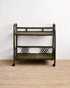 Rattan Plaited Articles Cart Trolley Eco-friendly Handcrafted Modern Design
