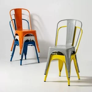 Ready to Ship Industrial Modern Design Restaurant Cafe Bistro Hotel Orange Color Metal Assembled Dining Chair
