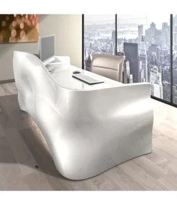 Real Presence in Any Home Office Space Artificial Stone Round Shaped Office Desks