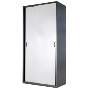 Recessed Handle 1.8m Height Steel Sliding Door Filing Cabinet Lockable Metal Storage Cupboard for Document Storage