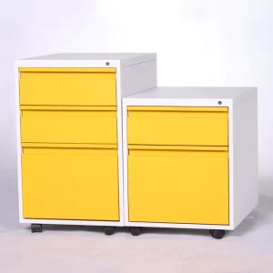 Recessed Handle 2 Drawers Mobile Cabinet Under Desk Storage Steel Pedestal 3 Drawer Lockable File Cabinet for Office Desk