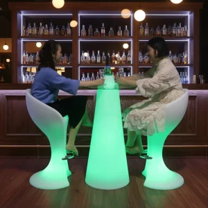 Rechargeable RGB LED Light up High Bar Table Waterproof Luminous Cocktail Table for Outdoor Party Event Nightclub Patio