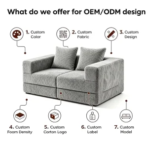 Recliner Deep Seat Modular Sectional Sofa Convertible Square Fabric High Density Sponge Home Indoor Couch