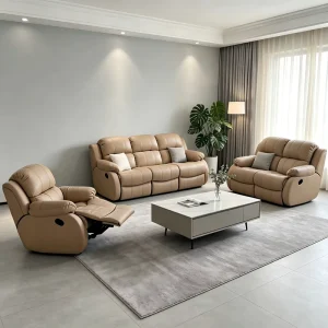 Recliner Sofa Set Genuine Leather 7 Seater Electric China Chair Set 3 2 1 Manual Orange Luxury Electric Function Recliner Sofa