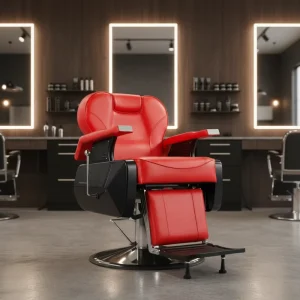 Reclining Barber Chair Adjustable Footrest Hydraulic Height Adjustment Swivel for Salon Spa Tattoo Shop Professional Grooming