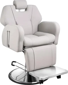 Reclining Hydraulic Metal Barber Salon Spa Chair with 360 Degree Swivel and Height Adjustable Features