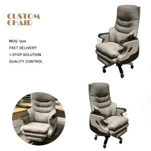 Reclining Office Chair Genuine Leather Luxury Swivel Chairs for Office Genuine Leather High Back Office CEO Boss Chair