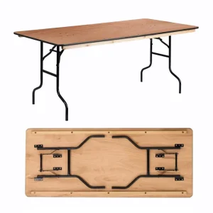 Rectangle American Style Solid Wood Metal Frame Dining Table Hotel Conference Room Sets Party 6ft 8ft Portable Table
