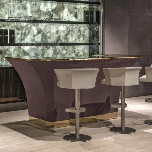 Rectangle Furniture Dark Red Wooden Bar Table Glass Top Bar Cafe Table Set with Chairs for Dining Room