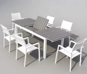 Rectangle Modern Metal Outdoor Expandable Patio Dining Table Durable Aluminium Extension Home Bar Farmhouse Furniture