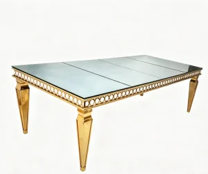 Rectangle New Design Gold Stainless Steel Wedding Furniture Table