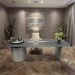 Rectangle Shape Blue Shadow Wood Veneer Luxury Meeting Table