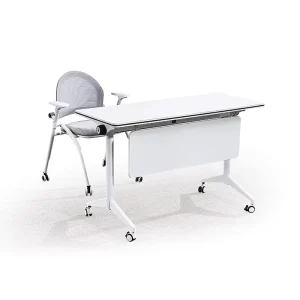 Rectangle Wooden Training Table with 360° Wheels for Conference Room