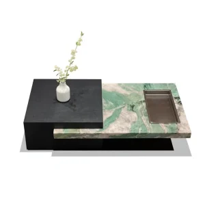 Rectangular Light Luxury Green Natural Pure Marble Coffee Table for Living Rooms Villas and Apartments