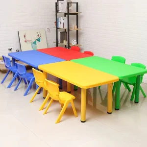 Rectangular Plastic Classroom Furniture Kindergarten Kids Desk and Chair Set School Sets
