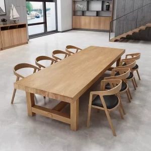 Rectangular Solid Wood Restaurant Conference Table and Chair Set with Modern Design for Commercial Use in Villa and Dining Areas