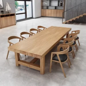 Rectangular Solid Wood Restaurant Conference Table and Chair Set with Modern Design for Commercial Use in Villa and Dining Areas