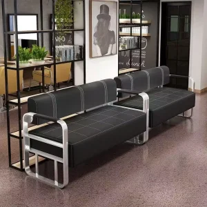 Rectangular Stainless Steel Light-luxury Commercial Office Waiting Bench for Barbershops Hair Salons & Nail Salons