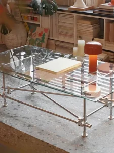 Rectangular Tempered Glass Coffee Table with Simple Modern Design and Metal Frame for Living Room Furniture