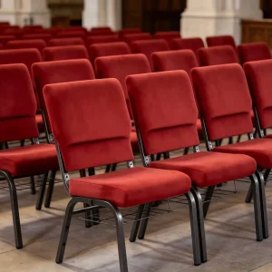 Red Modern Iron Theater Auditorium Chair with Removable Bookshelf Durable Commercial Furniture