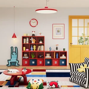 Red Steel Modular Display Tv Cabinet for Living Room and Study Area