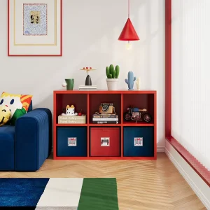 Red Steel Modular TV Cabinet for Living Room and Bedroom Wall