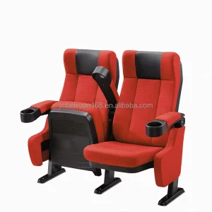 Red University Auditorium Chair for Conference Lecture Hall Cinema Seating Traditional Design Fabric Seat Theater Furniture