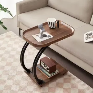Removable Portable Balcony Coffee Table Sofa Side Cabinet Corner Simple Living Room Wood and Iron Storage