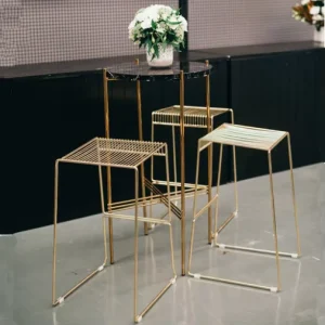 Rental Furniture Black Marble Bar Table and Stool Set