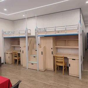 Residential Student Housing Furniture Spacious Full Loft Bunk Bed with Desk Custom Practical Bunk Bed Desk Bed