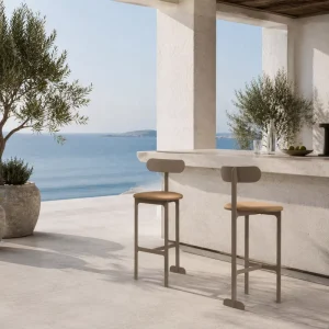 Resort Patio Outdoor Bar Stool Stainless Steel Waterproof Bar Chair for Hotel Resort Pool Bar Projects