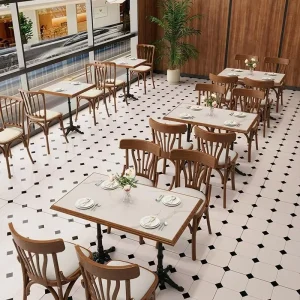 Restaurant Booth Coffee Sofa Table and Chair Set Against the Wall Solid Wood Cafe Dining Table Booth