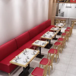 Restaurant Booth Seating Commercial Bench Seating Set Upholstered PU Leather Booth Wood Chair Table Cafe Fast Food Furniture