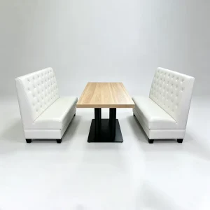 Restaurant Booth Seating Set Modern PU Leather Double Side Booth Sofa With Solid Wood Dining Table For Cafe Bistro Diner Use