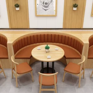 Restaurant Chairs Leather Sectional Sofa Coffee Shop Fast Food Restaurant Booth Seating Furniture Table and Chair Set