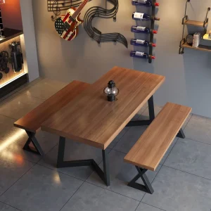 Restaurant Club Bar Furniture Set Light Luxury Industrial Retro Outdoor Wooden Coffee Shop Table and Chair Set Restaurant