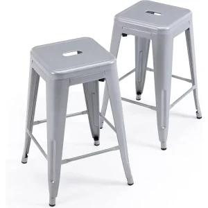 Restaurant Commercial Industrial Bar Stools Metal Stackable Bar Stool Black High Bar Chair Retro Durable Vintage Iron Stool