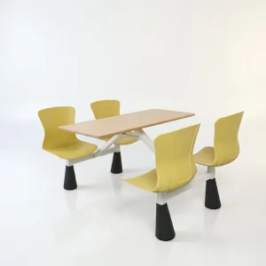 Restaurant Four-seater Conjoined Dining Table and Chair Set Modern Design for School and Commercial Use