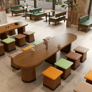 Restaurant Furniture Commercial Table and Chair for Dining Hotel Coffee Shop Wood Restaurant Booth Sofa Seating Bench
