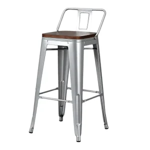 Restaurant Furniture Low Back Tolixs Cafe Chair Metal Iron Material Industrial Metal Bar Stool with Wood Seat