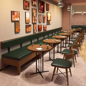 Restaurant Furniture Milk Tea Cafe Solid Wood Upholstered Sofa Chair Set High Elastic Foam Modern Minimalism Design Commercial