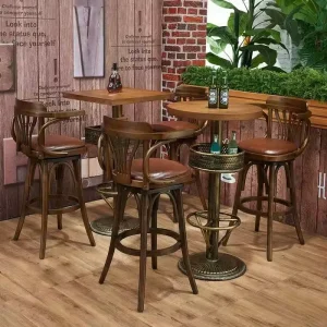 Restaurant Furniture Set High Seat bar Table and Chairs Solid Wood Tables and Chairs Cafe High Stools bar Stools
