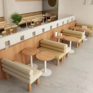 Restaurant Furniture Set Restaurant Library Sofa Solid Wood Leather Leisure Negotiation Cafe Table and Chair