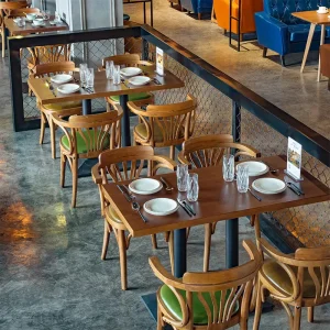 Restaurant Furniture Solid Wood Modern Dining Table and Chairs Set for Villa School Hotel Use